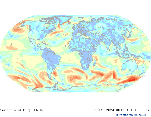 Surface wind (bft) CMCC Su 05.05.2024 00 UTC