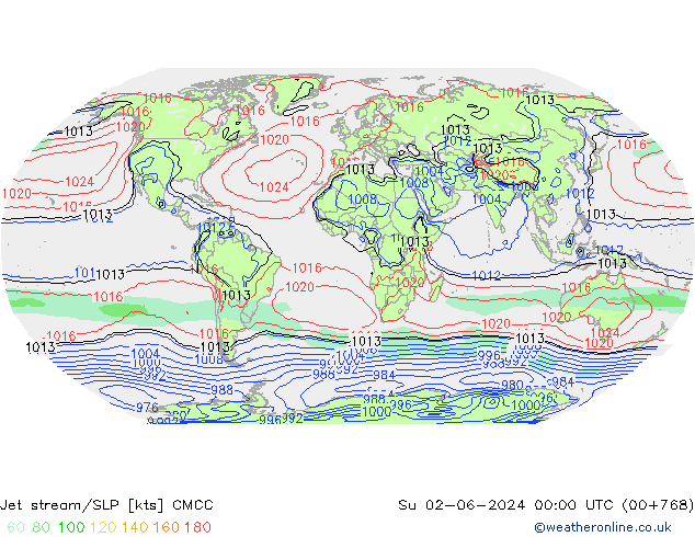 Jet stream/SLP CMCC Su 02.06.2024 00 UTC