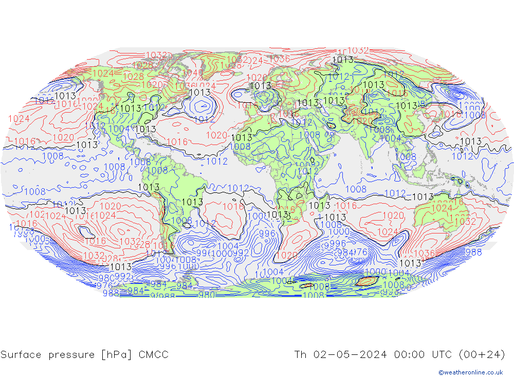 pressão do solo CMCC Qui 02.05.2024 00 UTC