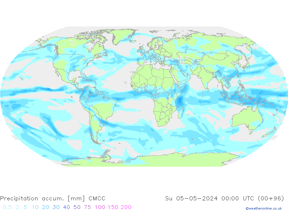 Totale neerslag CMCC zo 05.05.2024 00 UTC
