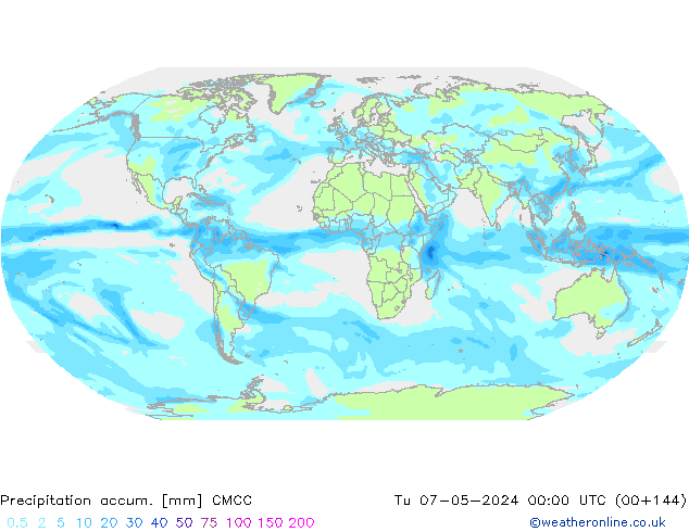 Totale neerslag CMCC di 07.05.2024 00 UTC
