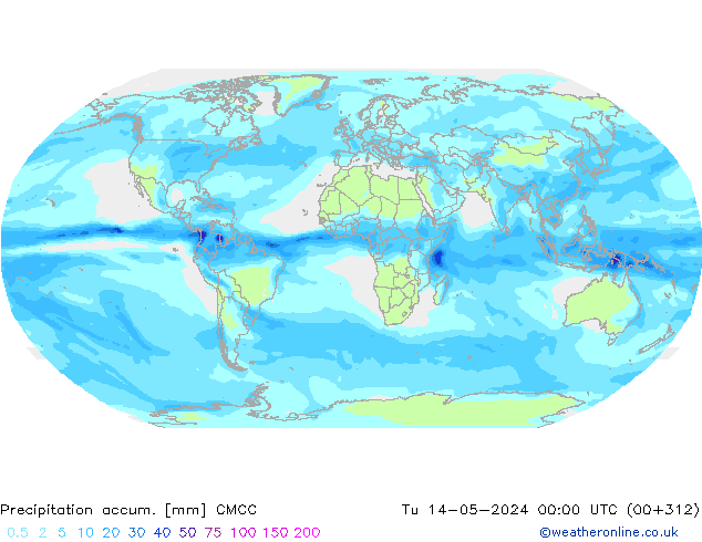 Precipitation accum. CMCC Tu 14.05.2024 00 UTC