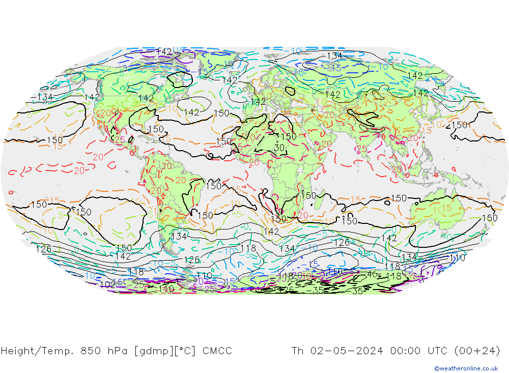 Height/Temp. 850 hPa CMCC Th 02.05.2024 00 UTC