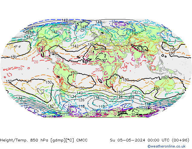Geop./Temp. 850 hPa CMCC dom 05.05.2024 00 UTC