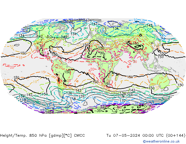 Géop./Temp. 850 hPa CMCC mar 07.05.2024 00 UTC