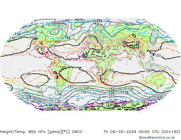 Height/Temp. 850 hPa CMCC Th 09.05.2024 00 UTC