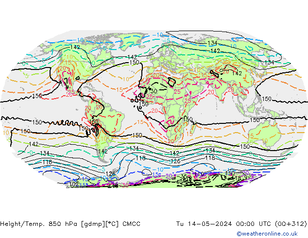Height/Temp. 850 hPa CMCC Tu 14.05.2024 00 UTC