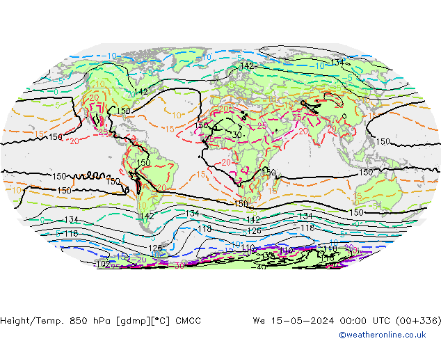 Geop./Temp. 850 hPa CMCC mié 15.05.2024 00 UTC