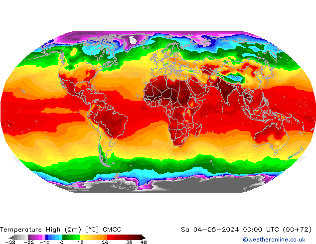 Max.temperatuur (2m) CMCC za 04.05.2024 00 UTC