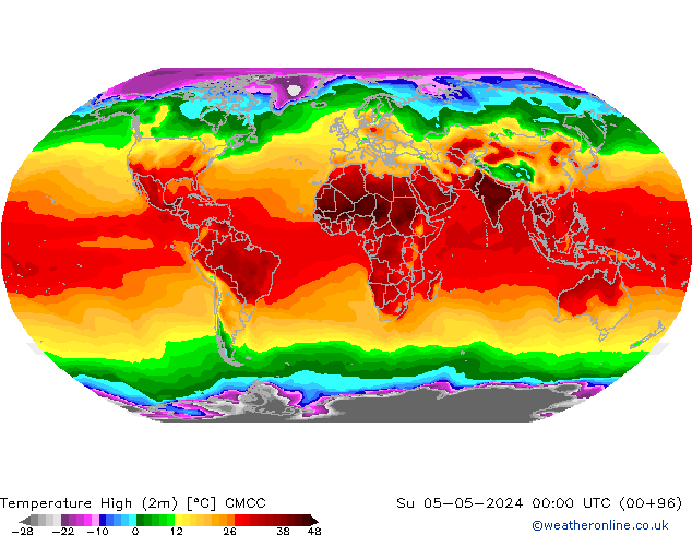 temperatura máx. (2m) CMCC Dom 05.05.2024 00 UTC