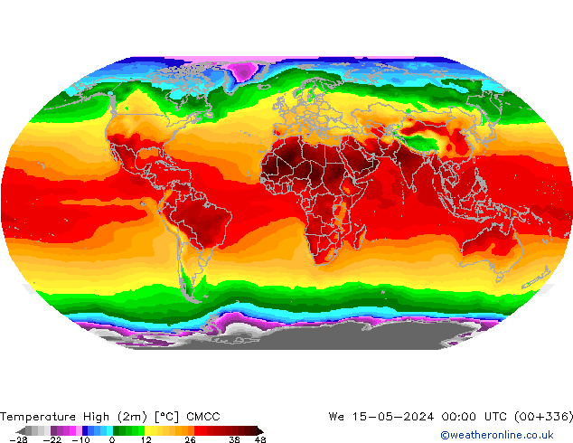 Maksimum Değer (2m) CMCC Çar 15.05.2024 00 UTC