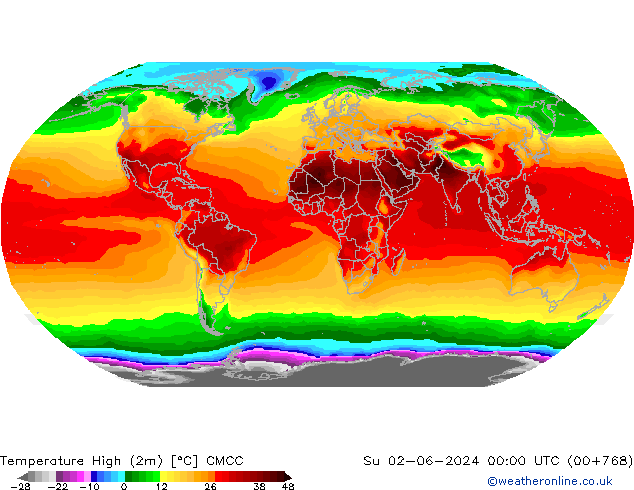 Temperatura máx. (2m) CMCC dom 02.06.2024 00 UTC