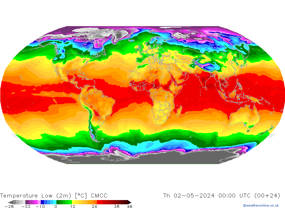 Temperatura mín. (2m) CMCC jue 02.05.2024 00 UTC