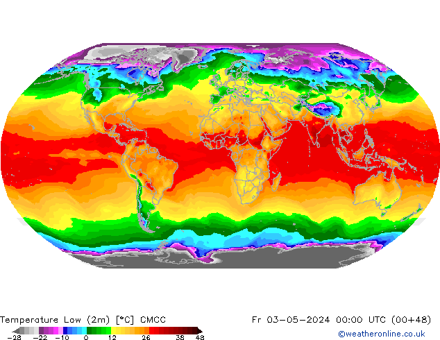 Temperature Low (2m) CMCC Fr 03.05.2024 00 UTC