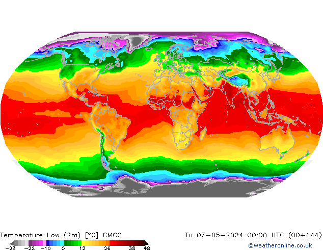 Nejnižší teplota (2m) CMCC Út 07.05.2024 00 UTC