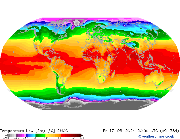 temperatura mín. (2m) CMCC Sex 17.05.2024 00 UTC