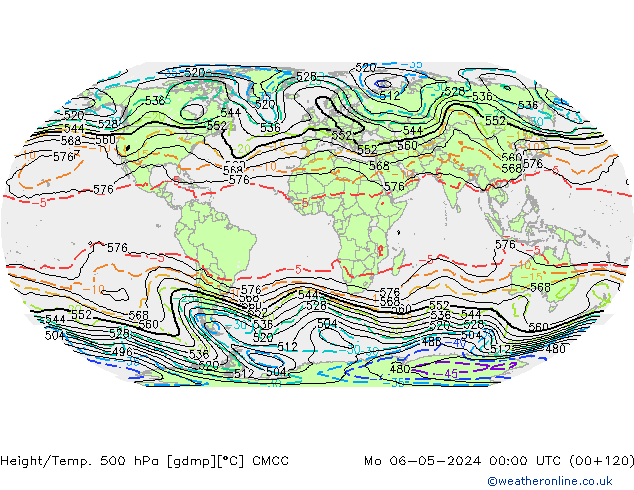 Hoogte/Temp. 500 hPa CMCC ma 06.05.2024 00 UTC