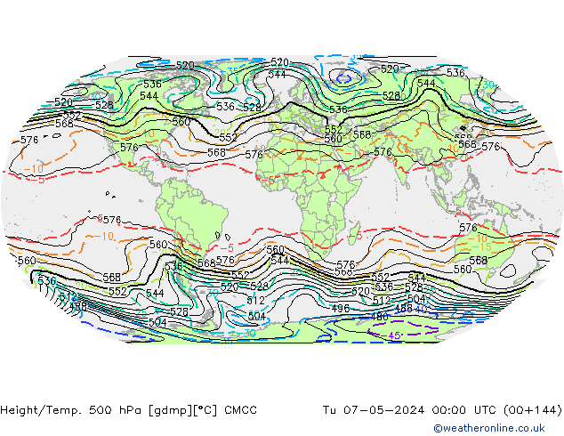 Yükseklik/Sıc. 500 hPa CMCC Sa 07.05.2024 00 UTC