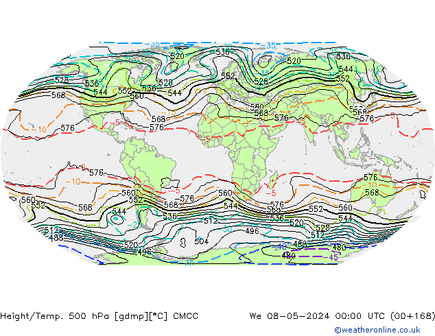 Yükseklik/Sıc. 500 hPa CMCC Çar 08.05.2024 00 UTC