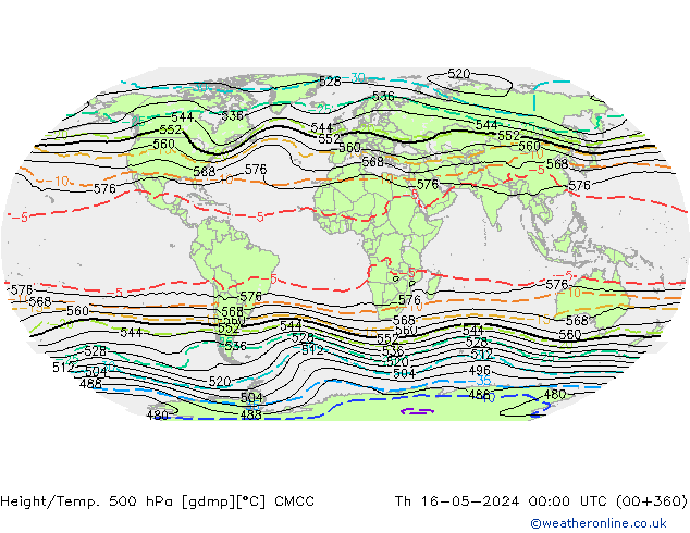 Height/Temp. 500 hPa CMCC czw. 16.05.2024 00 UTC