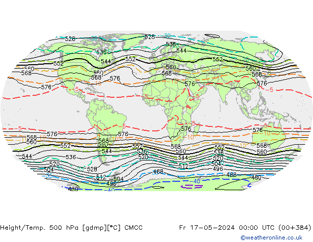 Height/Temp. 500 hPa CMCC Fr 17.05.2024 00 UTC