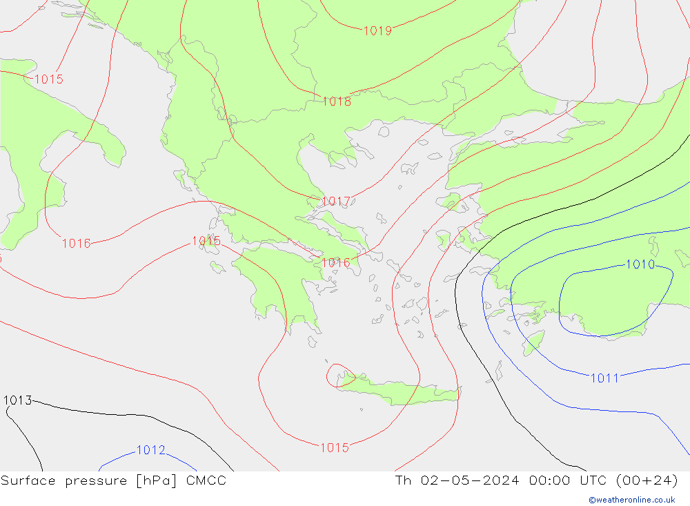 Surface pressure CMCC Th 02.05.2024 00 UTC