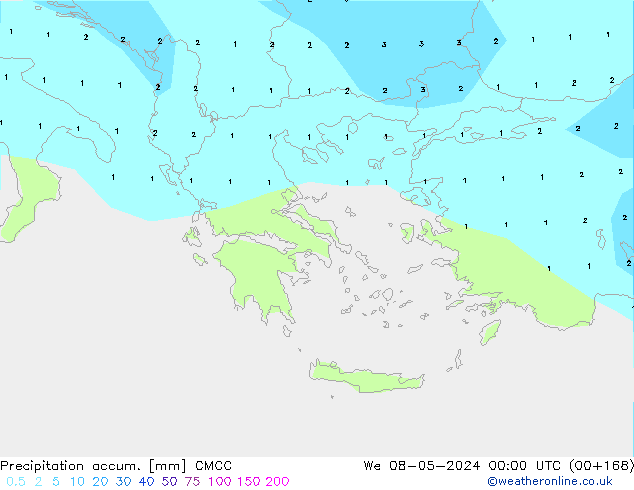 Toplam Yağış CMCC Çar 08.05.2024 00 UTC