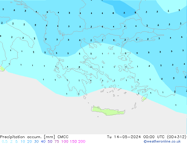 Precipitation accum. CMCC Tu 14.05.2024 00 UTC