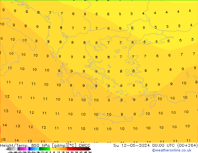 Géop./Temp. 850 hPa CMCC dim 12.05.2024 00 UTC