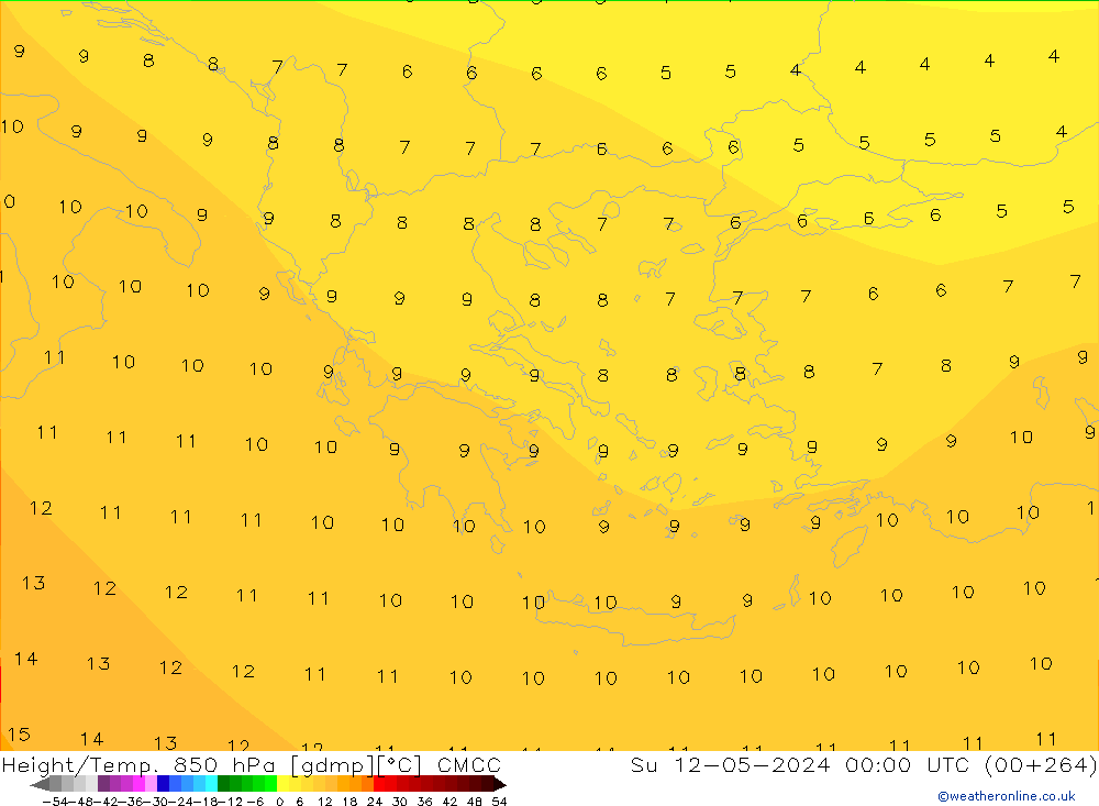 Height/Temp. 850 hPa CMCC  12.05.2024 00 UTC