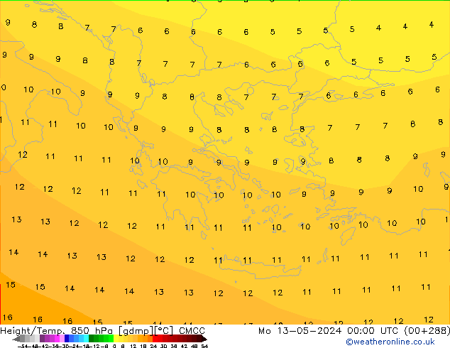 Géop./Temp. 850 hPa CMCC lun 13.05.2024 00 UTC