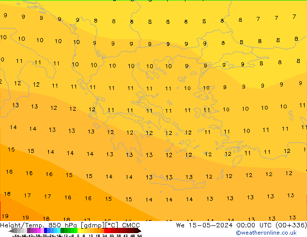 Yükseklik/Sıc. 850 hPa CMCC Çar 15.05.2024 00 UTC