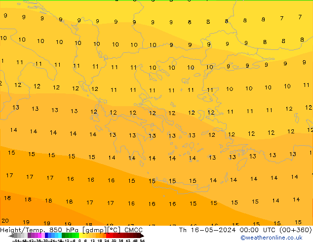 Height/Temp. 850 hPa CMCC Th 16.05.2024 00 UTC