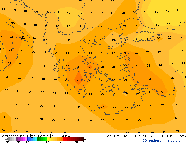 Maksimum Değer (2m) CMCC Çar 08.05.2024 00 UTC