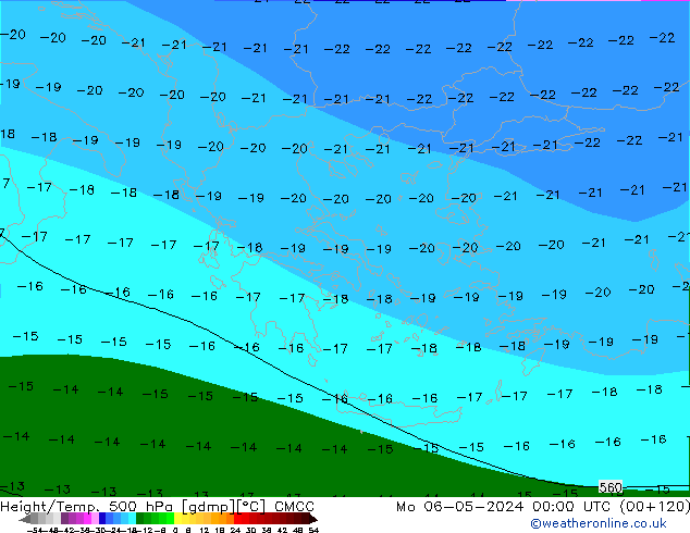 Height/Temp. 500 hPa CMCC Mo 06.05.2024 00 UTC