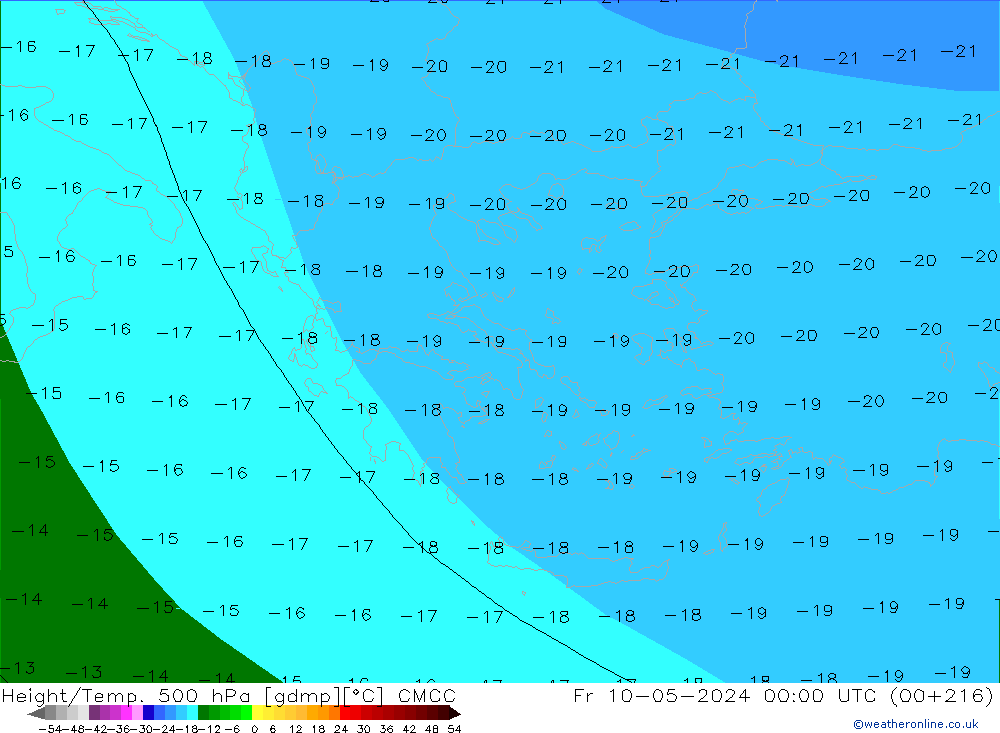 Height/Temp. 500 hPa CMCC Fr 10.05.2024 00 UTC