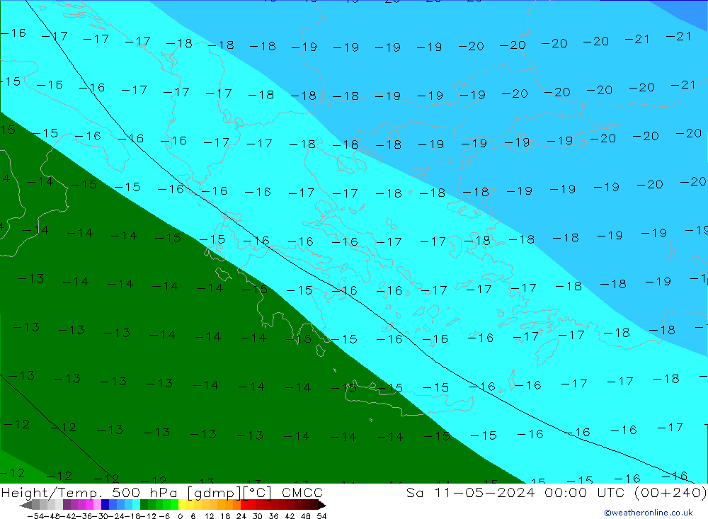 Height/Temp. 500 hPa CMCC Sa 11.05.2024 00 UTC