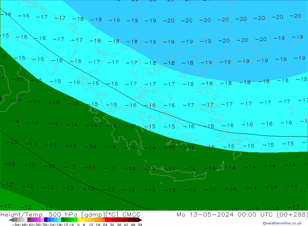 Height/Temp. 500 hPa CMCC  13.05.2024 00 UTC