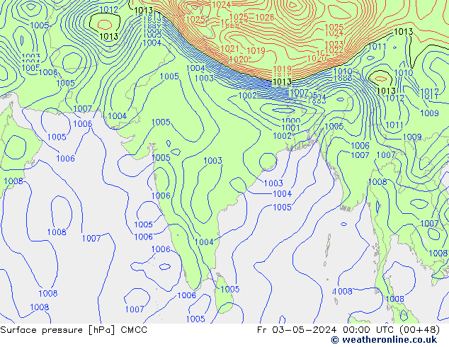 Luchtdruk (Grond) CMCC vr 03.05.2024 00 UTC