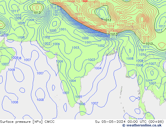 pressão do solo CMCC Dom 05.05.2024 00 UTC