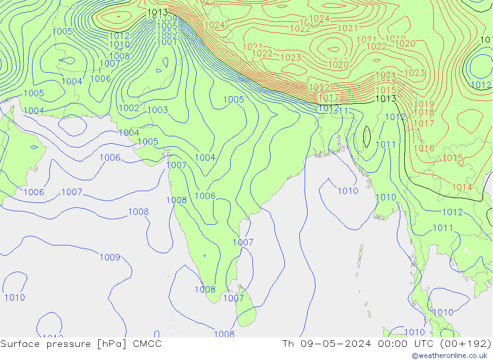 Surface pressure CMCC Th 09.05.2024 00 UTC