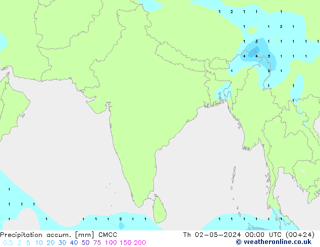 Precipitation accum. CMCC чт 02.05.2024 00 UTC