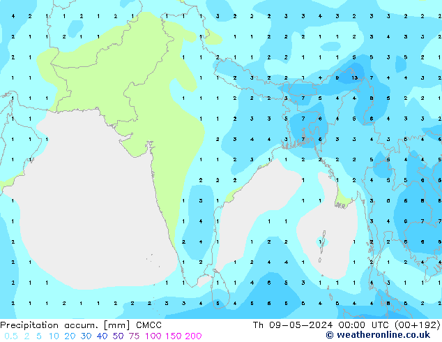 Precipitation accum. CMCC Qui 09.05.2024 00 UTC