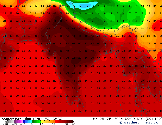 température 2m max CMCC lun 06.05.2024 00 UTC