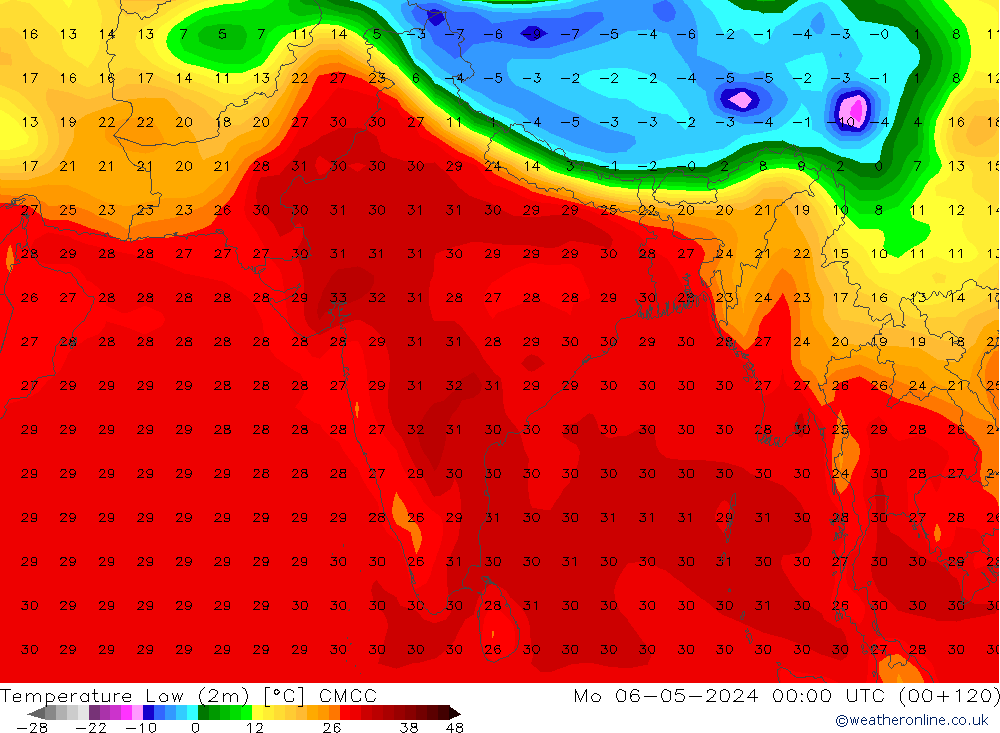 Temp. minima (2m) CMCC lun 06.05.2024 00 UTC