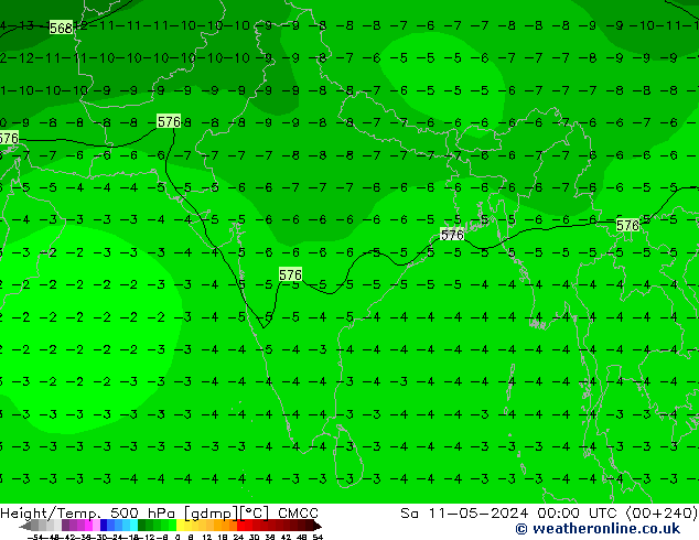 Height/Temp. 500 hPa CMCC So 11.05.2024 00 UTC