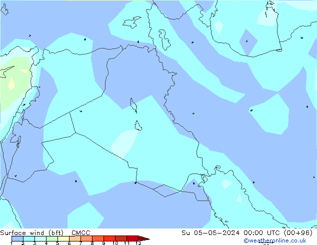 wiatr 10 m (bft) CMCC nie. 05.05.2024 00 UTC