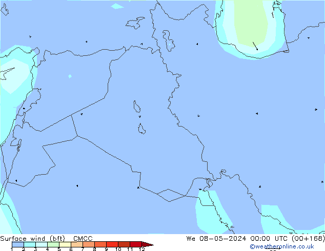 wiatr 10 m (bft) CMCC śro. 08.05.2024 00 UTC