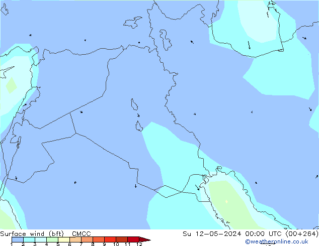 Vent 10 m (bft) CMCC dim 12.05.2024 00 UTC