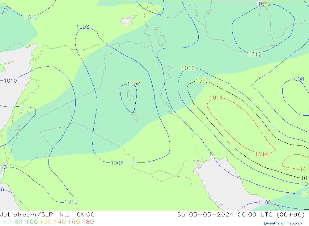 Straalstroom/SLP CMCC zo 05.05.2024 00 UTC